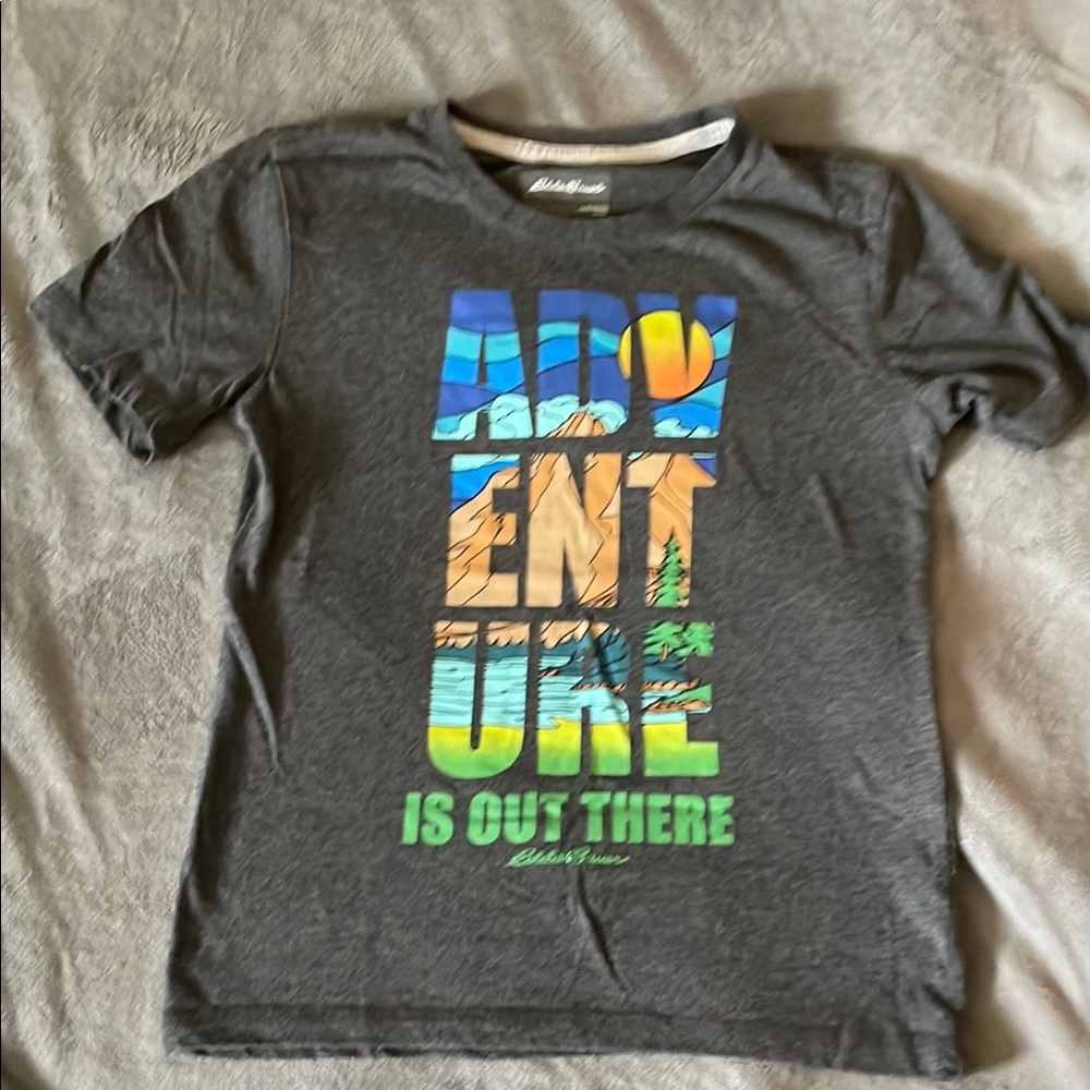 Eddie Bauer Gray Adventure Graphic Tee Short Sleeve